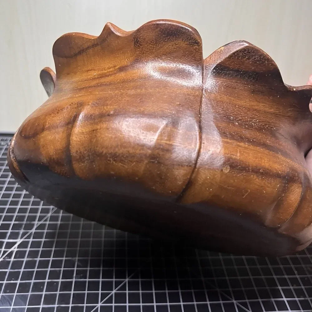 Vintage Hardwoods Wooden Bowl MCM tulip Carved Natural Storage Decor Container